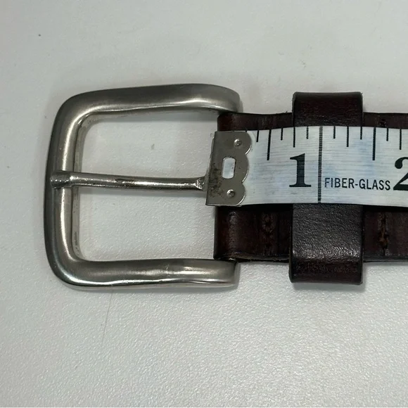 Brown Belt Genuine Leather Women’s silver Buckle Size Large Rivets - Picture 6 of 8